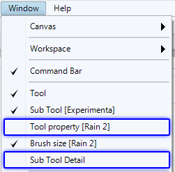 Clip Studio Paint Window Menu