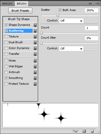 The scattering secton of the brush panel